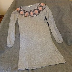 Boden Gray Knit Sweater Dress w/French knot neck